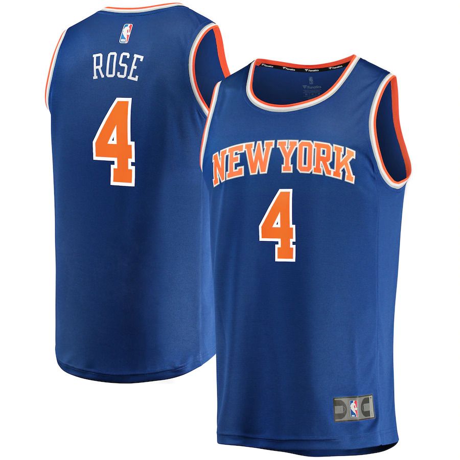 Men New York Knicks #4 Derrick Rose Fanatics Branded Blue 2022-23 Fast Break Replica NBA Jersey